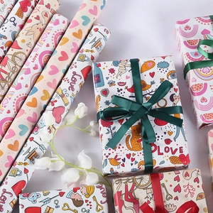 Gift Wrapping Paper Coated Paper Printed Hearts Animals Floral Patterns Valentine Birthday Holiday Party Decor Illustration Style
