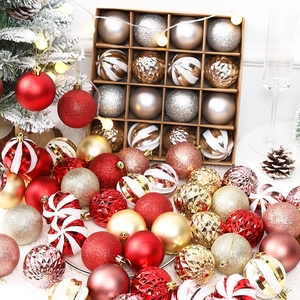 6cm Christmas ball set with glitter and matte finishes on a decorated tree background