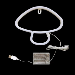 Detail of mushroom neon sign with dual battery and USB power supply options