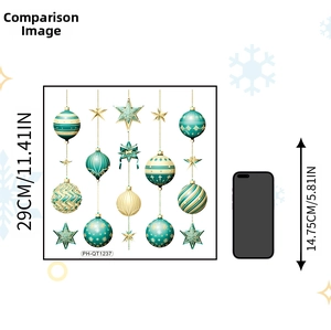 Detailed size comparison of Christmas ball wall stickers 29cm plate and smartphone