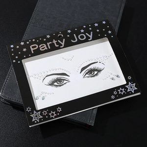 Self-adhesive butterfly crystal face gems and rhinestones for eye makeup on black card