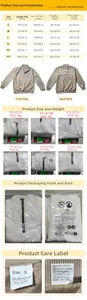 Size chart for vintage quarter-zip pullover with detailed measurements and material info