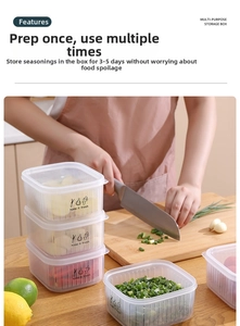 Macro detail of transparent kitchen storage box showing airtight lid and freshness seal