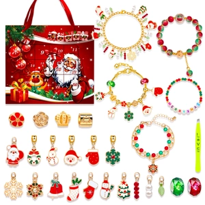Kids DIY Christmas advent calendar bracelet set with 24-day countdown gift box and beads