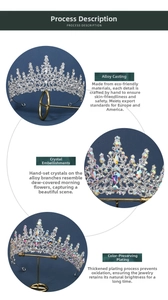 Close-up of eco-friendly alloy wedding tiara with hand-set iridescent rhinestones