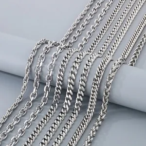 Cuban Link Necklace And Bracelet 304 Stainless Steel Curb Chain With T-Bar Clasp Fashion Hip Hop Style Jewelry For Men