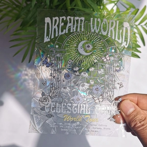 Rainbow suncatcher static window film with celestial moon and floral holographic effects