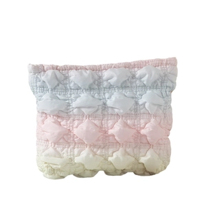 Pastel gradient bubble textured cloud makeup bag with spacious interior for storage
