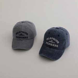 Kids Washed Cotton Baseball Cap Vintage Letter Embroidered Soft Top Sun Protection Peaked Hat For Boys Girls Streetwear