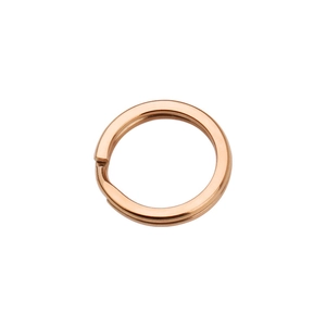 Detailed close-up of a polished rose gold stainless steel split key ring for DIY crafts