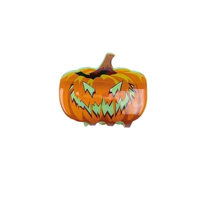 Luminous orange pumpkin hair claw clip for Halloween hairstyles with spooky face design