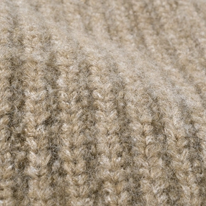 Berretto da uomo in maglia a coste spesse beige in materiale di lana strutturato