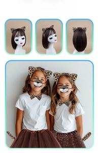 Detailed view of leopard print costume set for girls including headband and tutu skirt