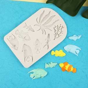 Ocean Theme Seaweed Coral Fish Silicone Mold For Fondant Chocolate Candy Cake Decoration DIY Resin Craft Tool