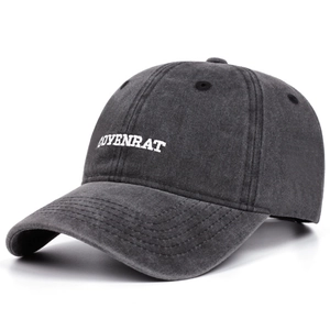 Washed dark grey cotton baseball cap with COYENRAT embroidery and vintage texture