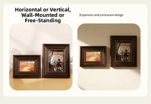 French vintage photo frame set in dark wood and gold finish for wall or tabletop display