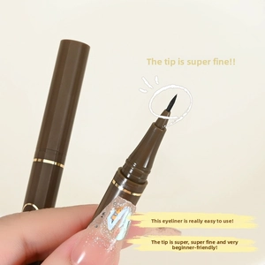 Close-up of 0.05mm ultra-fine tip liquid eyeliner pens with glossy finish for precise lines