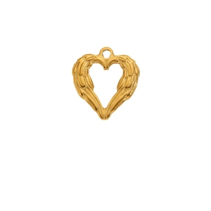 Vintage 18k gold plated heart with wings charm pendant for DIY jewelry design