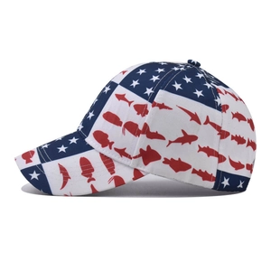 Casquette de baseball drapeau américain avec étoiles bleues et rayures en forme de poissons