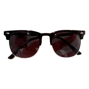 Klassische retro Kinder Sonnenbrille in Schwarz-Gold mit UV-Schutz und halbem Metallrahmen