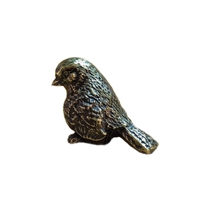 Realistic brass sparrow bird ornament with detailed feather texture and antique finish