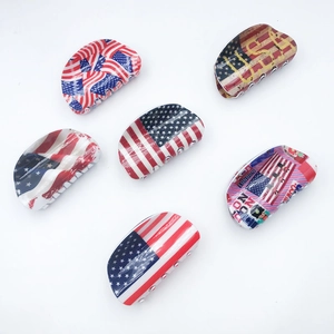 Hair Claw Clips USA British Flag Pattern Large Shark Clip PVC Plastic Hairpin Fashion Accessories Women Girls