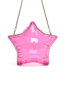 Pink transparent star-shaped acrylic handbag with gold chain strap for women