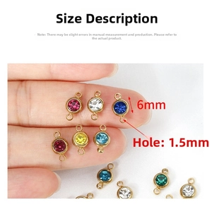Close-up of 6mm colorful crystal charms with 1.5mm holes for DIY jewelry making