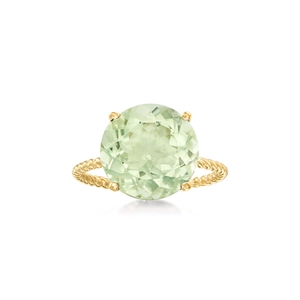 Luxurious S925 silver gold-plated ring with a round green gemstone and twisted band