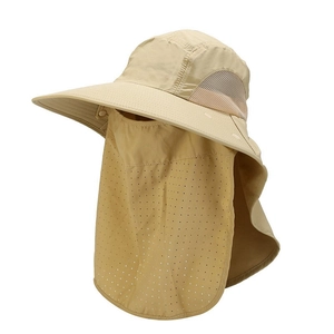 Chapeau de pêche d'extérieur kaki avec masque et protège-nuque pour protection UV