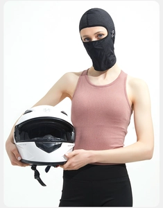 Detail of breathable ice silk sun protection balaclava mask for cycling and motorcycling