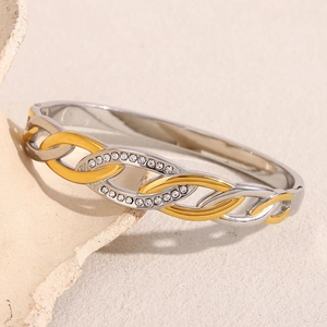 18K gold plated stainless steel bracelet with zircon inlay on stone surface