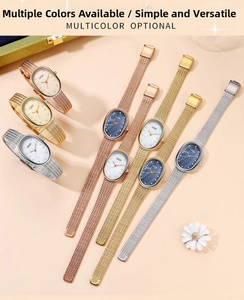 Elegant collection of women's oval watches with metallic mesh straps in various colors