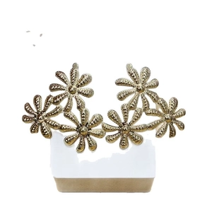 Vintage irregular golden flower leaf stud earrings with a minimalist metallic finish