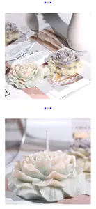 Detailed view of large peony candle molds with layered petal textures in soft pastel colors