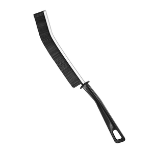 Black long-handle crevice cleaning brush with stiff bristles for narrow gaps and tiles