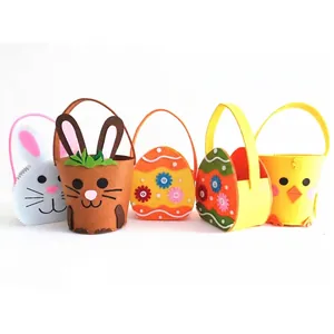 Easter felt gift baskets set with bunny chick and egg designs for candy and holiday gifts