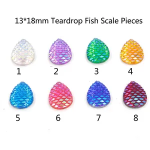 Teardrop Mermaid Scale Patches Resin Flatback Iridescent AB Colorful For DIY Jewelry Making Crafts Decoration