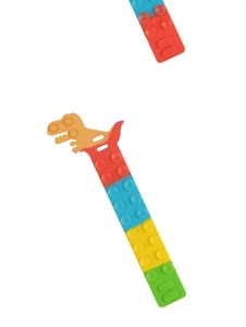 Detail of colorful dinosaur suction cup building blocks with vibrant segmented colors