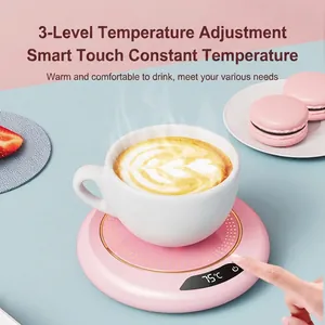Scaldatazze intelligente rosa con 3 livelli di calore e display LED della temperatura