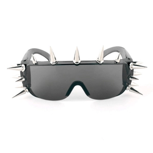 Punk style sunglasses with silver metal studs on thick black frame for street style
