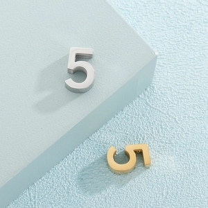 Pair of gold and silver number 5 pendants made of durable stainless steel for DIY jewelry