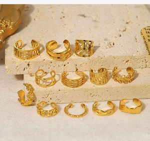 12-piece vintage 18K gold-plated ear cuff set with various textured and cutout patterns