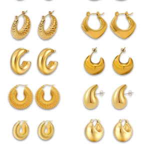 Stainless Steel Chunky Hoop Earrings For Women Gold Silver Plated Twisted Croissant Teardrop Geometric Minimalist Jewelry