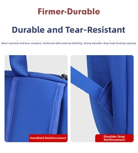 Macro detail of reinforced cross-stitching on durable blue basketball backpack handles