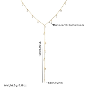 Gold-plated stainless steel Y-shaped tassel necklace with water drop pendant dimensions