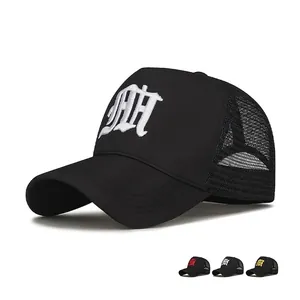 Gothic Letter Embroidery Trucker Hat Mesh Breathable Sun Baseball Cap Streetwear Adjustable Outdoor