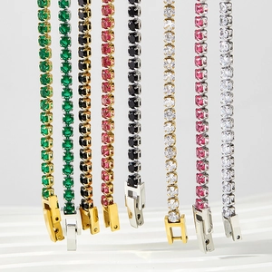 Bracelets tennis classiques avec zircons multicolores et plaquage en or 14K sous vide