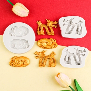 DIY silicone molds for Chinese dragon and auspicious clouds used for cake and craft making
