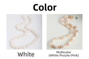 Detail view of 925 silver freshwater pearl necklaces in classic white and mixed pastel colors